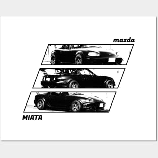 Mazda Miata MX-5 NB Black 'N White Archive 2 Posters and Art